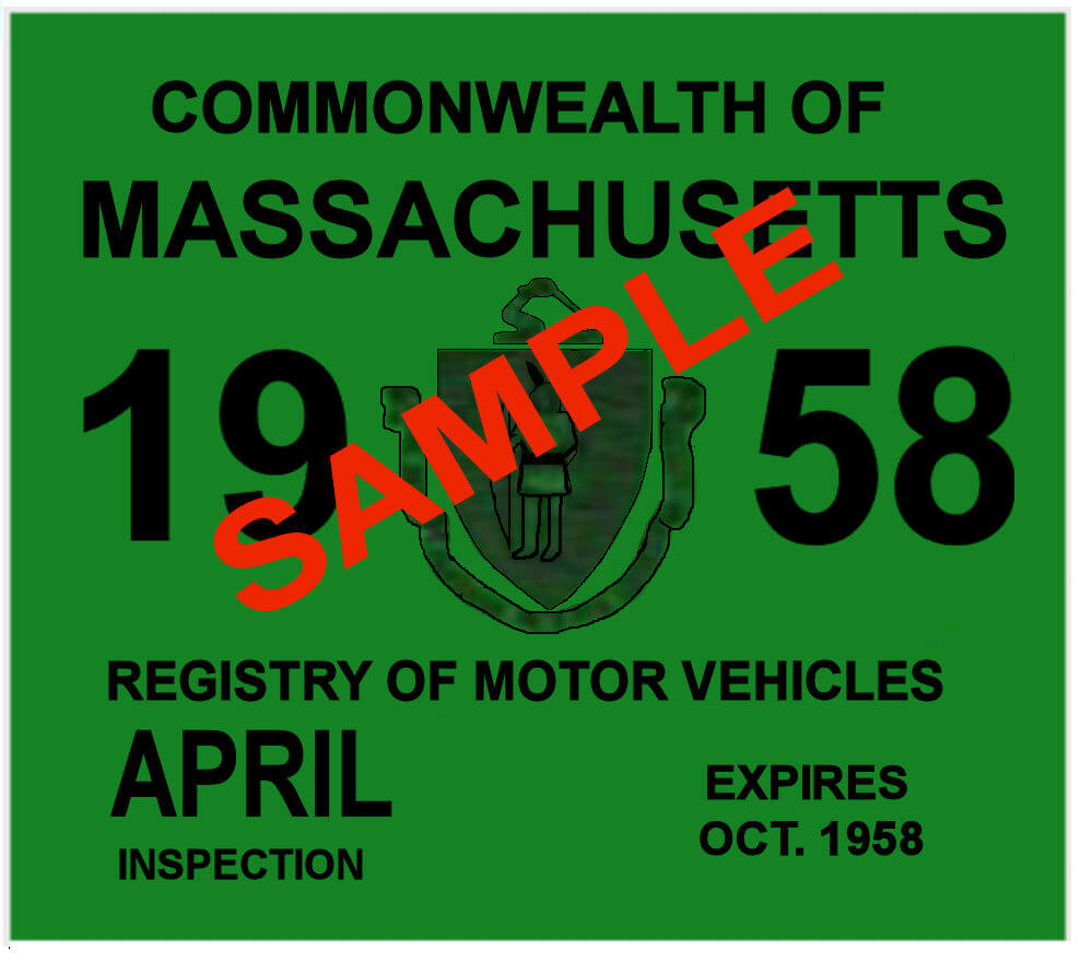 Modal Additional Images for 1958 Massachusetts Spring INSPECTION Sticker